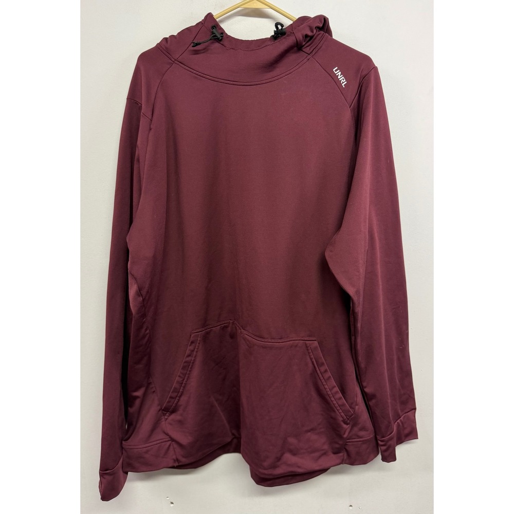 UNRL Mens‎ Crossover Hoodie Maroon Burgundy Performance Sweatshirt XXL